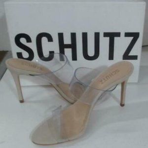 Schutz Ariella Transparent Stiletto Sandals Size 6